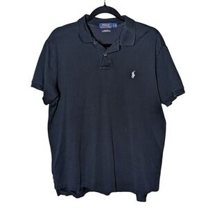 Polo Ralph Lauren Men's Classic Fit Polo Shirt –‎ Black Cotton Short Sleeve Sz L